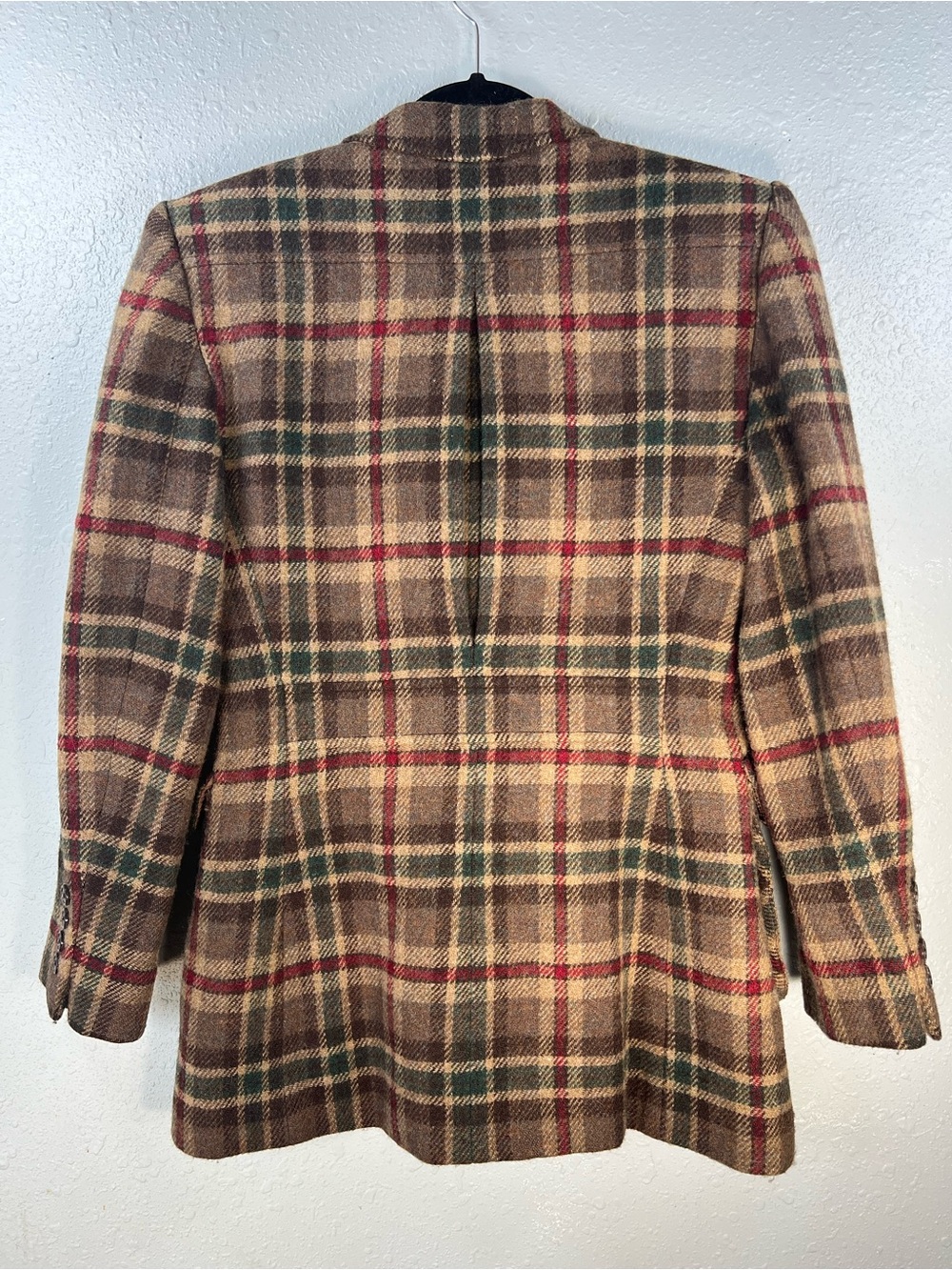 Lauren Ralph Lauren Wool Plaid Shooting Blazer Suede Patch Size 4 - Picture 3 of 16